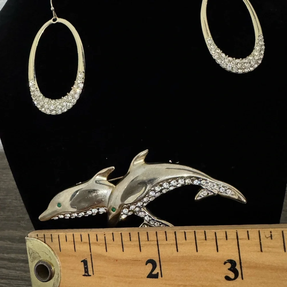 Elegant Gold Dolphin Jewelry Set - Vintage - Picture 4 of 4